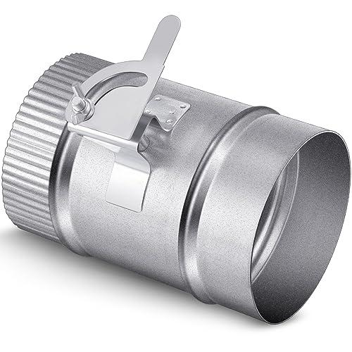 Therwen Backdraft Damper Duct Manual Volume Damper with Sleeve Galvanized Sheet Adjustment Airflow Ducting Branch HVAC Air Balancing for Range Hoods, Fans(1 Pc,4 Inch)