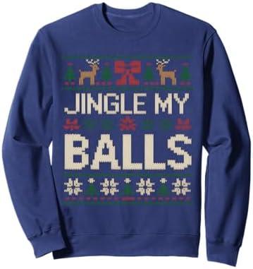 Mens Faux Ugly Offensive Christmas Sweater Jingle My Balls Sweatshirt, Size M