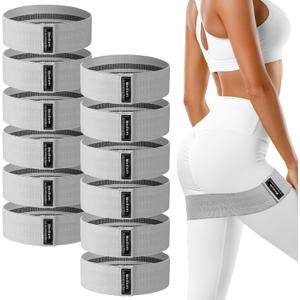 12 Pcs Fabric Resistance Bands for Working Out Non-Slip Booty Exercise Loop Bands for Women Men Glutes Hip Thigh Butt Yoga Pilates Fitness Gym, Light Medium Heavy, Medium Resistance