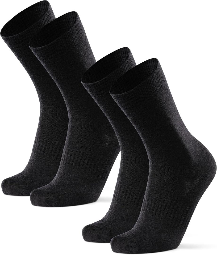 DANISH ENDURANCE Hiking Socks Women & For Men, Merino Wool Liner, Crew Mens, Womens Moisture Wicking, Work, Calcetines para Hombre, Black, Medium