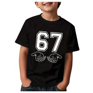 RoseSeek Boy's Number Graphic Tees Crew Neck Short Sleeve T Shirts Casual Tops Streetwear Black 4Y (Black)
