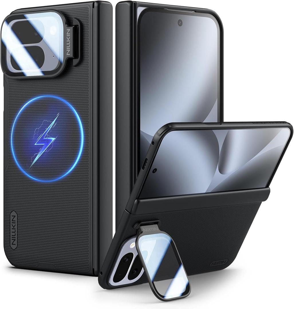 Nillkin Magnetic for Pixel 10 Pro Fold Case with Kickstand, Full Camera Protection, Compatible with MagSafe & Magnetic Hinge Protection, Pixel 10 Fold Case MagSafe, Multi Functional Phone Case, Black