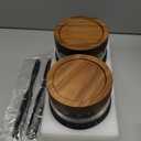 Wissy&Konny Sourdough Starter Jar 2Pack 35OZ with Ounce Scale Line,Date Marked Feeding Band, Thermometer, Sourdough Jar Scraper, Cloth Cover & Wood Lid, Wide Mouth for Sourdough Bread Baking