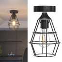 Lustaled RV Light Fixtures,RV Lights Interior 12V Fixture with ON/Off Switch,E26 Base Vintage Black Semi-Flush Mount Ceiling Light Fixture with Metal Shade for Motorhome Camper Trailer- No Bulb