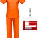 Haysandy Halloween Women Prisoner Costume Prison Name Badge Prop Adult TV Character Convict Outfit Escaped Inmate (X-Large, Orange)