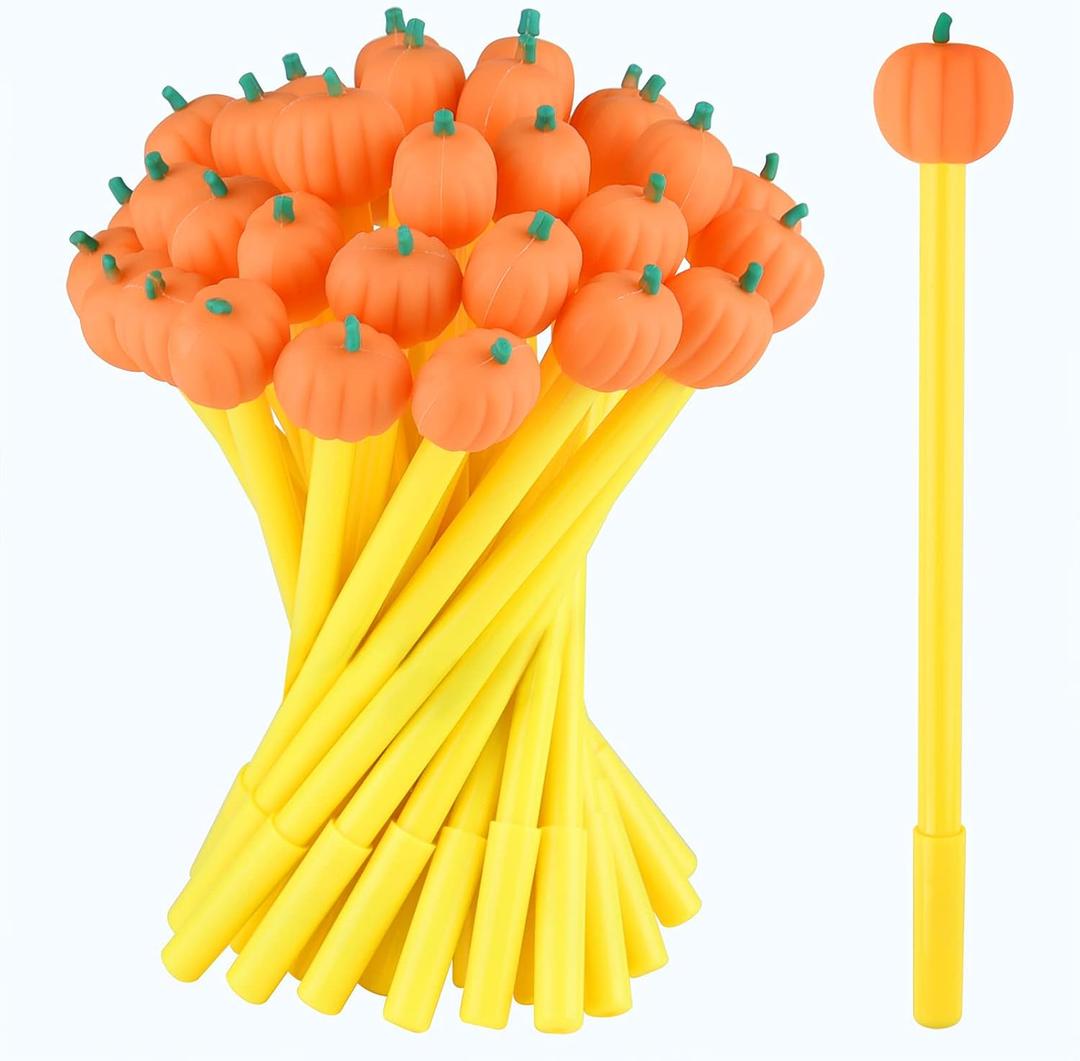 MIAHART 30 Pieces Halloween Thanksgiving Day Pumpkin Pen Bulk Cute Kawaii Black Writing Pens Ballpoint Pens for Office School Supply Student Creative Gift Decorations (Orange)
