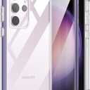 SURITCH for Samsung Galaxy S23 Ultra Clear Case 6.8" (Only), [Built-in Screen Protector] Full Body Protective Hard Shell+Soft TPU Phone Case for Samsung S23 Ultra -(Dark Purple Edge)