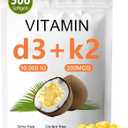 Vitamin D3 K2 10000 IU, 2-in-1 Vitamin D3 K2 Supplement Softgel, 10000 IU VIT D3 + 200 MCG Vitamin K2, Replenish Vitamin D3 K2 Coconut Oil Softgels, Vitamin D3 K2 Supplement Softgel, Best by 07/2026