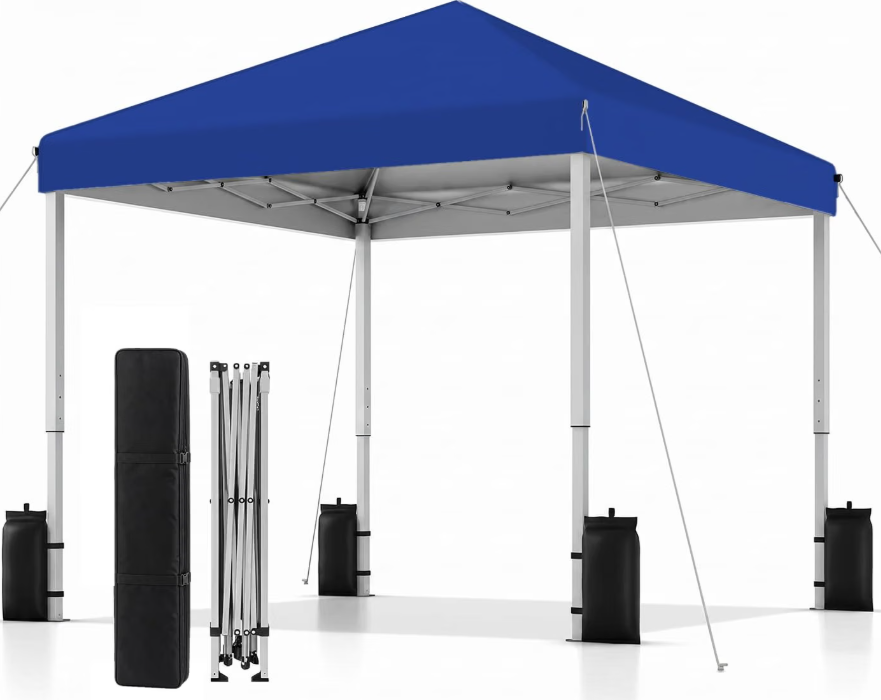 SANWAY 10x10 Pop Up Canopy Tent, One Push One Person Setup, Blue
Waterproof, Instant Portable for Outdoor Events, Parties & Camping with 8 Stakes, 4 Sand bags and Carry Bag,Silver-Coated Top