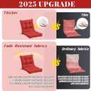 Marsui 4 Pcs Outdoor Indoor High Back Chair Cushions Patio Furniture Tufted Pillow with Ties Water-Resistant Replacement Outdoor Rocking Chair Cushions, 42 x 21 Inches (Red,Solid Color)
