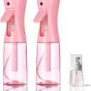 3 Pack Spray Bottles, 2-Pack Continuous Spray Bottles,Fine Water Mist Spray Bottles for Hair 6.8 OZ (200 ML) and 1oz 30ml Travel Spray Bottle Mister for Cleaning,Hairstyling,Plants,Barbers,Pink