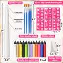 Treela 42 Pcs DIY Candle Painting Kit Include 12 White Taper Candles 12 Vibrant Colors Candle Wax Pen 6 Floral Painting Stencils 6 Paint Brushes 6 Sponge Block for Craft Birthday Wedding Holiday Party