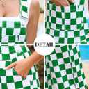 Overalls for Women Loose Fit Jumpsuits Fashion Checkered Straight Leg Pants Stretch Bib Coveralls (Green, M)