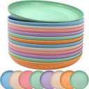 18PCS Wheat Straw Plates,9 Inch Reusable Plastic Plates, Unbreakable Deep Dinner Plates, Dishwasher & Microwave Safe Plates, Lightweight Plates for Kitchen Camping,BPA Free(Multicolor)