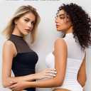 Avidlove Women's Mock Neck Mesh Bodysuit Ruched Tank Body Suits Top Sheer One Piece Going Out Tops Classy Outfits (Black, M)