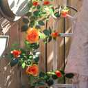 5.9FT Bendable Rose Flower Garlands, Artificial Silk Wild Roses Vine Hanging Flowers for Wall Fireplace Fence Trellis Wedding Baby Shower Home Spring Decor (Orange,2PC)