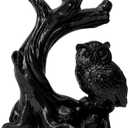 Owl Sphere Holder Crystal Stand Ball Resin Display  4.92''x4.06'' Natural Quartz Wood Base Figurine, Stable Desktop Decoration for Bedroom, Office, Living Room, Study  Crystal Ball Decor Gift