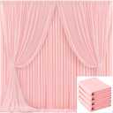 4 Panels Blush Pink Backdrop Curtain for Parties Pink Wrinkle Free 20ft x 10ft Backdrop Drapes for Baby Shower Wedding Birthday Photo Gender Reveal Photography Polyester Fabric Background Decoration
