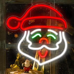 Ineonlife Santa Claus Neon Sign, Merry Christmas Led Light Up Sign, Neon Sign Christmas Bar for Wall Decor Acrylic Board Suitable for Party Indoor Bedroom(13.4" x 13.8" / USB POWER) (A-Colorful-Santa Claus)