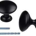10 Pack 1-1/5 inch (30mm) Kitchen Cabinet Knobs,Drawer Knobs for Home Improvement Matte Black Drawer Pulls for Dresser, with Breakaway and Short Screws (Single Hole)