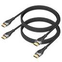 HDMI Cable 4FT 2-Pack 10K 8K 4K, HDMI 2.1 Cable 48Gbps Ultra High Speed HDMI Braided Cord 8K@60Hz, 4K@120Hz, eARC, HDR10+, HDCP2.3 for Laptop, Monitor, HDTV, Projector, PS5/PS4, Xbox