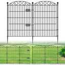12 Panel Garden Fence with Gate - 36in H x 25.2ft L, No Dig Rustproof Metal Tall Animal Barrier for Dogs Rabbits, Decorative Outdoor Border for Yard, Patio, and Flower Beds