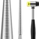 HappyAlley Ring Bracelet Sizer Measuring Tool Set, Includes Metal Ring Mandrel, Metal Bracelet Mandrel, Rubber Hammer, Stainless Steel Sizers for Repairing Rings and Bracelets (Silver, Circle)