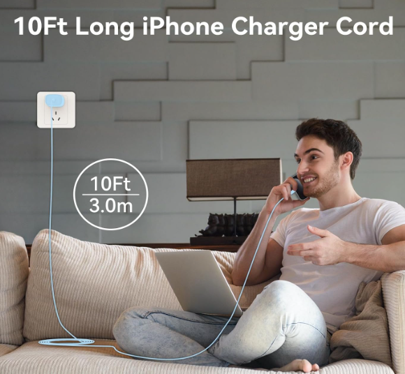 iPhone 17 16 15 Charger Fast Charging, 10 FT iPhone 17 Pro Max Charging Cable(65W/3A) Long USB C 10FT Cord with 20W PD Fast iPhone 17 Pro Max Charger Block for iPhone 17/17 Pro Max/17 Air/16/15 Series (Blue)