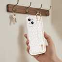 LSL Compatible with iPhone 15 Plus Case, Silicone Leopard Cheetah Phone Case for Women Girls, Wristband Kickstand Camera Protective Shockproof Slim Cover 6.7inch, White Leopard