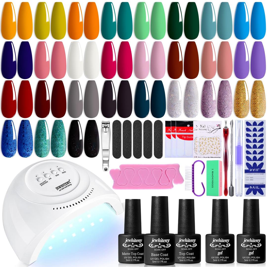 27 Colors Nail Polish Kit with U V Light, U V LED Nail Dryer Lamp Curing Gel Nail Polish Set Popular Gel Polish Set DIY at Home, Nail Manicure Tools