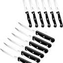 Serrated-Steak Knives Set of 12, Black Full-Tang Triple Rivet Steak Knife Sets, 4.5 Inch, For Kitchen Restaurant Tableware Camping ,Dishwasher Safe, Stainless Steel Sharp Blade