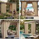 Waterproof Outdoor Curtain W52 x L84 - Grommet Top Sunlight Blocking Window Treatment Drapes Blackout Curtains for Home Bedroom Living Room Patio Porch Pergola Cabana Gazebo (Beige, 2 Panels)
