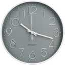 Wall Clock 10 Inch Non-Ticking Silent Modern Simple Style Round Decor Clock Gray Stereoscopic Dial Quartz Wall Clocks for Home/Office/School/Living Room/Bedroom/Kitchen
