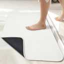Bath Mat,Ultra Thin Bathroom Runner Rugs,Large Bath Mats for Bathroom,Quick Dry,Non-Slip,Machine Washable,Low Pile,Bath Rug,Shower Outside,Sink,Home Decor Accessories.White,1'5"x2'11"17x35inch