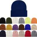 Beanie Hats for Women Men Knit Winter Beanies Warm Winter Hats Acrylic Knit Cuffed Beanie Cap Unisex (Navy)