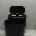 Anzoymx Stainless Steel Bathroom Trash Cans 1.8 Gallons Small Garbage Can with Pop up Lid, Metal Narrow Wastebasket, Slim Waterproof Litter Trash Bins Set for Bedroom, Toilet, Office (Black)