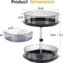 2 Tier Medicine Cabinet Organizer, Rotary Turntable Organizer for Medicine and Vitamin Bottles, Under Sink Organizer for Medicine, Bathroom Cabinet Storage, Tray has Removable Dividers, Easy Assembly