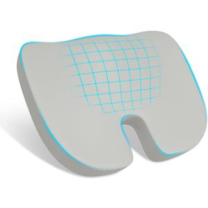 Seat Cusion, Relief Pressure Memory Foam Cusion for Office Chairs & Car Seat, Ergonomic Design Seat Cusion for Tailbone Pain Relief, Sciatica & Back Support (Grey, Cusion)