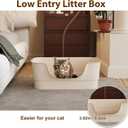 Extra Large Cat Litter Box for Big Cats - High Sides & Low Enter Design, 23.43x16.73x8.46 Inches Spacious Anti-Spill Pet ToiletBeige