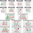 Honeydak 16 Pcs Christmas Gifts Set, 8 Enamel Coffee Mug and 8 Holiday Makeup Bag, 12 oz Mug and Pouch Bulk for White Elephant, Secret Santa, Coworker Employee Holiday Exchange(Red and Green,Classic) (Multicolor)