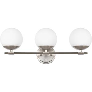 Bathroom Vanity Light Fixtures, 3 Light Globe Wall Sconce Lighting Over Mirror, Modern Vanity Lights for Bathroom, Mirror Cabinets Hallway Stairs, Standard E26 Base, Brushed Nickel