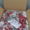 Svndlyn 22 Inch Lighted Snow Flocked Christmas Wreath with Red Bow Ball Ornaments PineCones Berries Holiday Hanging Decoration for Door, Wall, Mantel