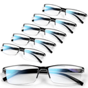 6 pack Executive Style Reading Glasses Men - Durable Readers with 99% Blue Light Blocking - Comfortable Fit with TR90 Frames