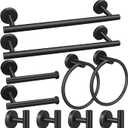 VAEHOLD Black Hat and Coat Wall Mount Rack 5 Hooks for Robes, Bags, Keys, and Towels Bathroom Towel Hanger Organizer (2 Pack)