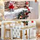 Christmas Table Runner Beige Christmas Tree Soft Plush Faux Fur Embroidered Tree Table Runner Seasonal Winter Kitchen Dining Home Decoration for Party Decor 13 x 72 Inch