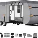 Kingfun Rv Cover Fits 27-30 Ft Travel Trailer Cover, Heavy Duty Camper Cover, with Windproof Straps, Gutter & Tongue Jack Covers, Utility Travel Trailer Cover for All Weather Protection