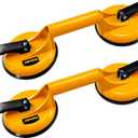 SOLUDE 2 Pack Glass Suction Cup, Aluminium Heavy Duty Vacuum Lifter for Moving Glass/ Window/ Tiles/ Mirror/ Granite, Double Gripper Sucker Plate, Yellow