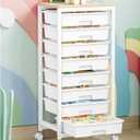 Rolling Cart with Drawers,8 Drawer Rolling Cart,Rolling Drawer Cart,Rolling Storage Drawer Cart,White Rolling Cart,Utility Cart with Drawers and Wooden Tabletop