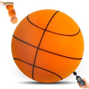 Silent Basketball Size 7 (29.5"), Soft Foam Indoor Basketball for Quiet Dribbling and Training, Grooved Airless Pro PU Foam Ball, Soundless Indoor Activities