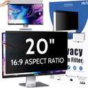 Computer Privacy Screen 20 Inch for 16:9 Widescreen Monitor, Removable 20inch Anti Blue Light Anti Glare Monitor Privacy Filter Shield (17 7/16" x 9 13/16")